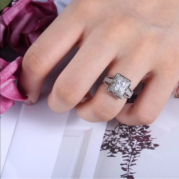 New S 925 white halo diamonds sparkly ring #89 - Picture 5 of 7